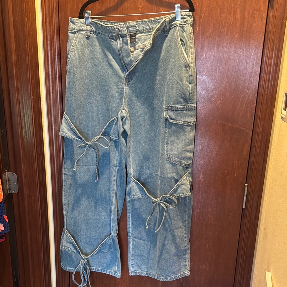 Cider Blue Denim Tie-Detail Pants